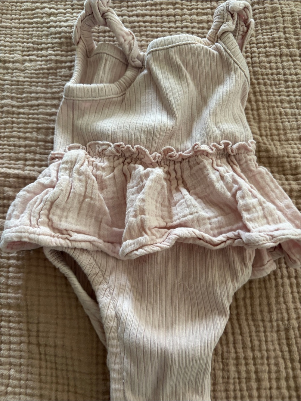 GAP Light Pink Ribbed Ruffled Baby Romper - Picture 3 of 3
